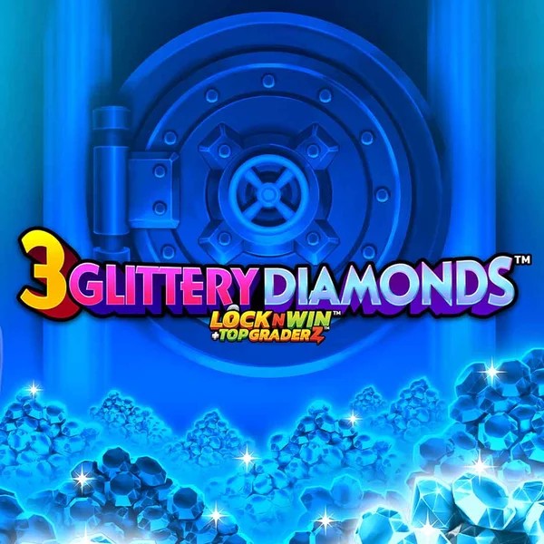 3 Glittery Diamonds slot logo by PearFiction Studios at Mostbet Casino