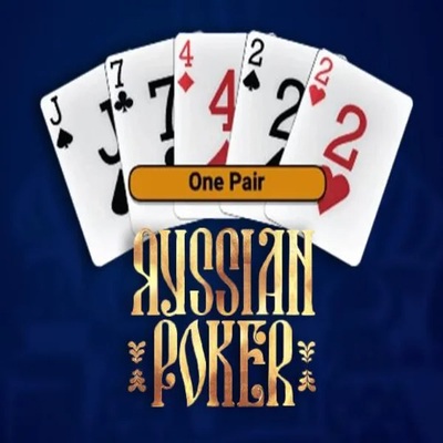 Russian Poker slot logo by OneTouch Games at Mostbet Casino